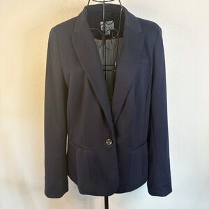 STYLUS Navy Blazer Jacket One Button Front Womens L Professional Career Office